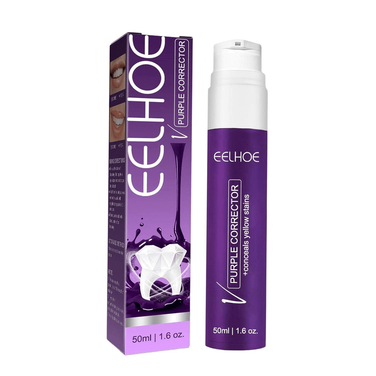 Purple Whitening Toothpaste Yellow Teeth Stains Removal - 50ml