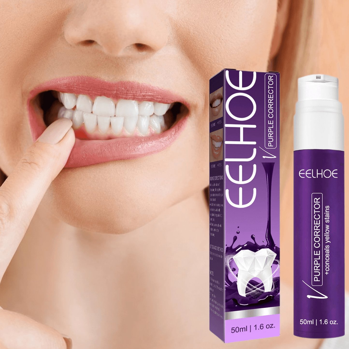 Purple Whitening Toothpaste Yellow Teeth Stains Removal - 50ml