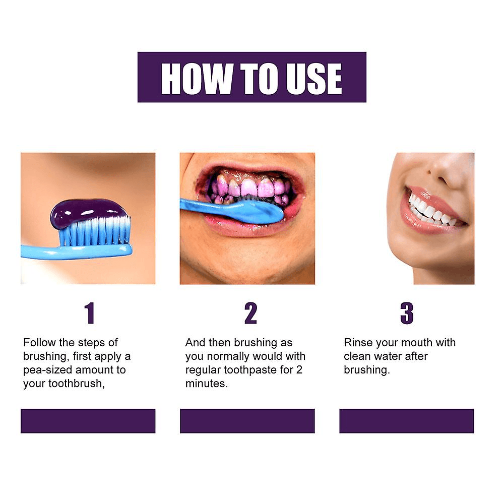 Purple Whitening Toothpaste Yellow Teeth Stains Removal - 50ml